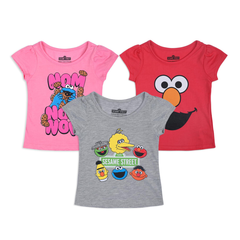 Sesame Street Shirt For Girls T-Shirts For Infant And Toddler Elmo Shirt 2T 3 Pack