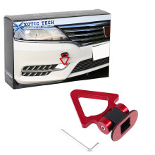 Xotic Tech Sport Track Racing Style Tow Hook Triangle Stick p? den forreste kofanger, der er kompatibel med bil SUV -lastbil (r?d)