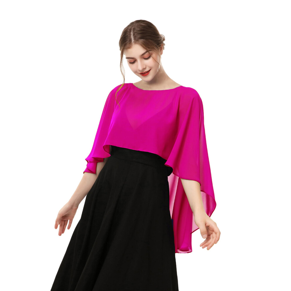 Hotshawl Capelets - Mantello Da Donna In Chiffon, Scialli E Sciarpe Per Abito Da Sera O Da Sposa, Rosa Caldo, Taglia Unica-image