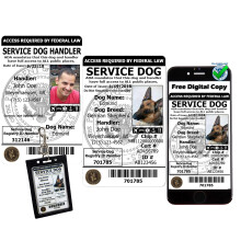 ACTIVEGOS SERVICE ARRIFICATION DOG et HANDER CARTE d'identite + Holder de transporteur ID Clip-on + Copie numerique pour mobile - ADA & TSA Confo