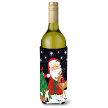 Caroline's Treasures Weihnachtsmann-Weihnachts-Weinflaschen-Isolator Hugger Cold-Beverage-Koozies LITERK Mehrfarbig