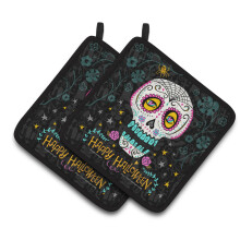 Caroline's Treasures Happy Halloween Day of the Dead Pair of Pot Holders Multicolor