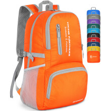 Zaino da trekking pieghevole ZOMAKE, impermeabile, 30 litri, leggero, da viaggio, arancione