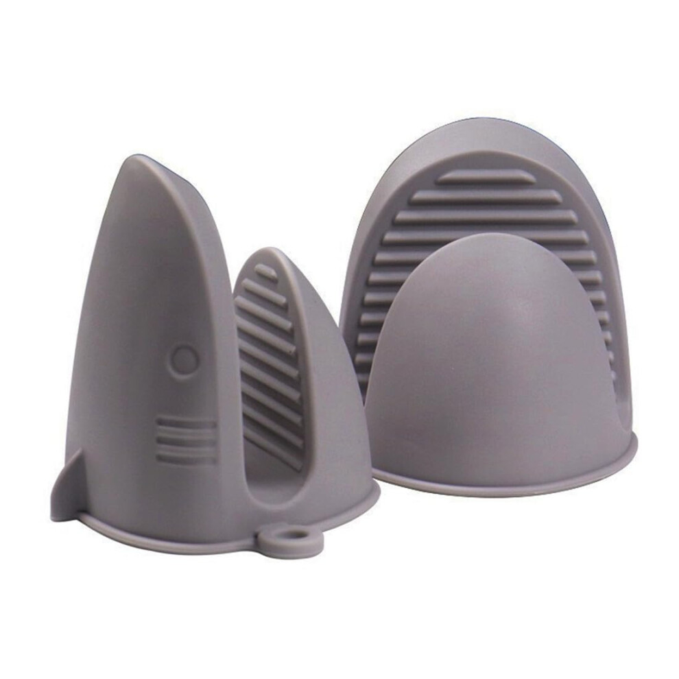(Grey) Silicone Oven Gloves, Pot Holders-Heat Resistant, Non-Slip, Waterproof, Mini Oven Mitts Perfect for Cooking, Baking and BBQ
