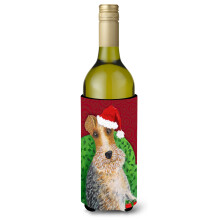 Caroline's Treasures Wire Fox Terrier Weihnachts-Weinflaschen-Isolator Hugger Cold-Beverage-Koozies LITERK Mehrfarbig
