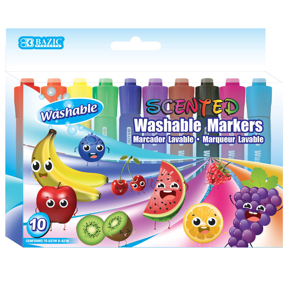 Photos - Pen BAZIc Washable Fruit Scented Markers Broad Line 10 color chisel Tip Broad Fine Line Non Toxic Marcadorc Art School Supplies