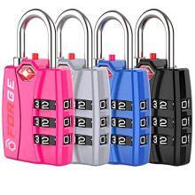 Forge Bagagel?se TSA-godkendt 4 Pack 4 Farver Lille kombinationsl?s med Zinklegering Krop ?ben Alert Letl?seskiver til rejsekufferttaske Rygs?ksk
