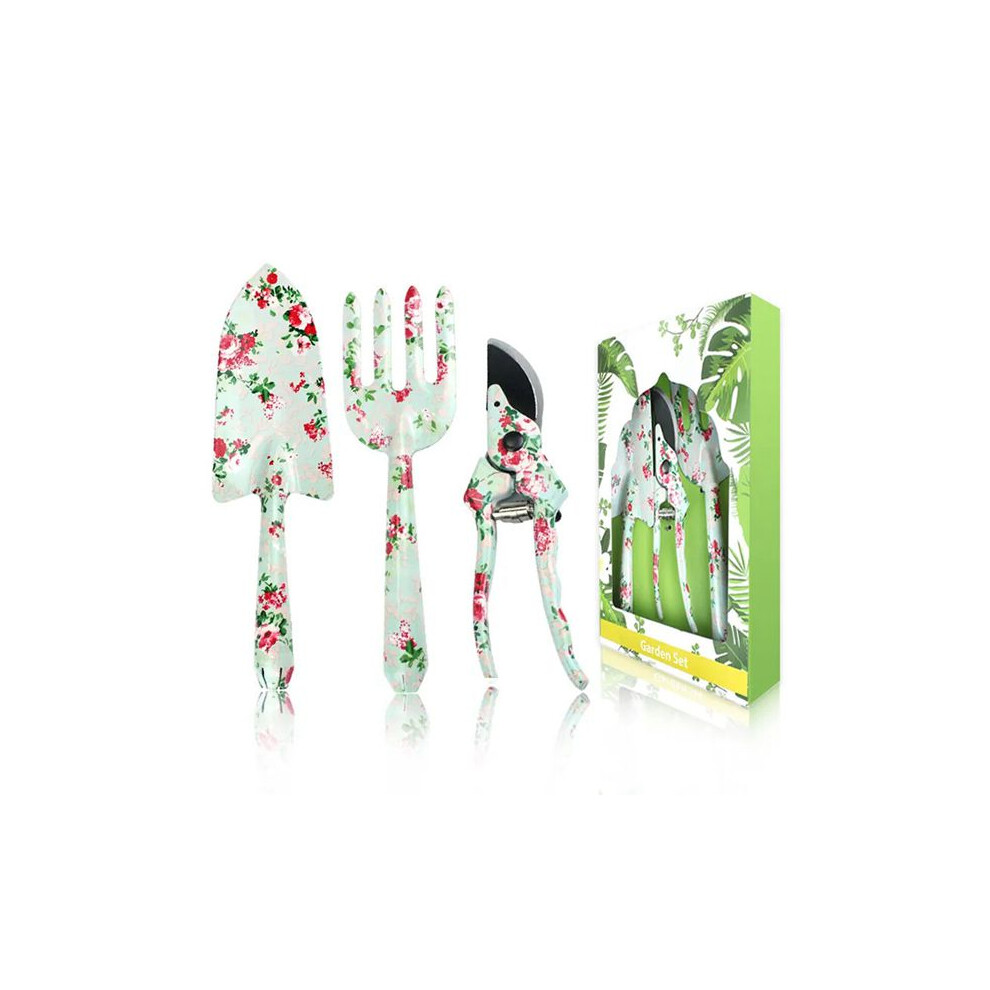 Heavy Duty Gardening Tools Set - 3 Piece Durable Garden Hand Tools with Pruners, Cultivator, Weeder & Rake Mother Ideal Gift