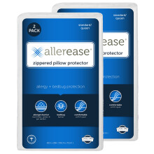 Set of 2 StandardQueen AllerEase Pillow Protectors - Moisture Wicking Advanced Allergy Protection - Premium Polyester Zippered Protectors