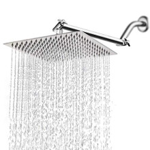 Harjue haute pression grande piste de douche de pluie carree en acier inoxydable avec bras de douche cascade complete couverture corporelle facil