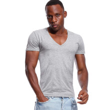 Camiseta Masculina V Neck Baixa Corte Invisível Cinza S