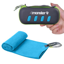 4Monster Microfiber Handduk Resehandduk Camping Handduk Snabbtorkande Mjuk Lttvikt Lmplig fr Gym Beach Simning Backpacking och mer (Bl liten