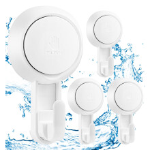 LUXEAR Suction Hooks Powerful Shower Hooks- No Drilling No Damage The Wall Suction Hanger for Towel Robe Loofah in Bathroom Kitchen Hanger Hooks Reu