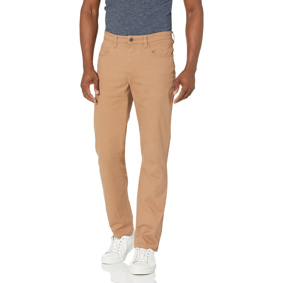Amazon Essentials Men's Straight-Fit 5-Pocket Comfort Stretch Chino Pant Previously Goodthreads Light Khaki Brown 38W x 36L