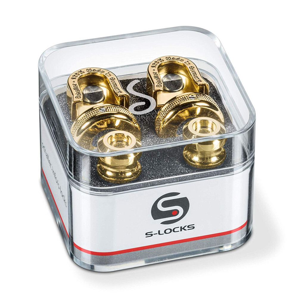 Schaller S Locks Guitar Strap Locks and Buttons Pair Gold