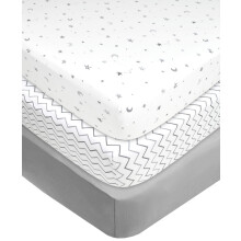 American Baby Company 3 Pack Lenzuola da Culla in Cotone Naturale 100% 52" x 28" - Morbide e Traspiranti, Grigio
