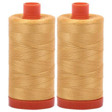2-pak - Aurifil 50WT - Spundet guld (2134) Solid - Mako bomuldstr?d - 1422 Yards hver