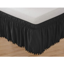 Elegant confort Top-not-tass Pompom Fringe Fringe Ruffle Jupe autour de style lit elastique enveloppant - Rendu les rides 16 pouces Drop Drop / K