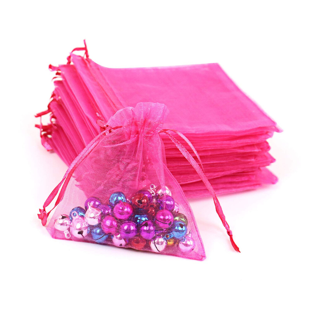 Lautechco 100 Stuks Organza Zakjes 5X7 Inch Roos Organza Cadeauzakjes Kleine Netzakjes Trekkoord Cadeauzakjes Kerst Organza Cadeauzakjes Trekkoord (5X-image