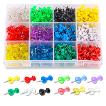 Yalis Push Pins Gekleurde punaises Standaard pinnen van 600 stuks Stalen punt en gekleurde plastic kop 12 verschillende kleuren