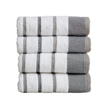 Great Bay Home Cotton raye serviette a main (16 x 30 pouces) serviettes de luxe decoratives surdimensionnees Collection Noelle (ensemble de 4 gri