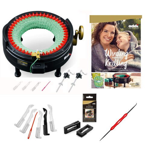 addi Express King Size Knitting Machine Kit Extended Version with Manual Counter Includes: 46 Needles  Knitting Machine  Pattern Book  Express Hook  R