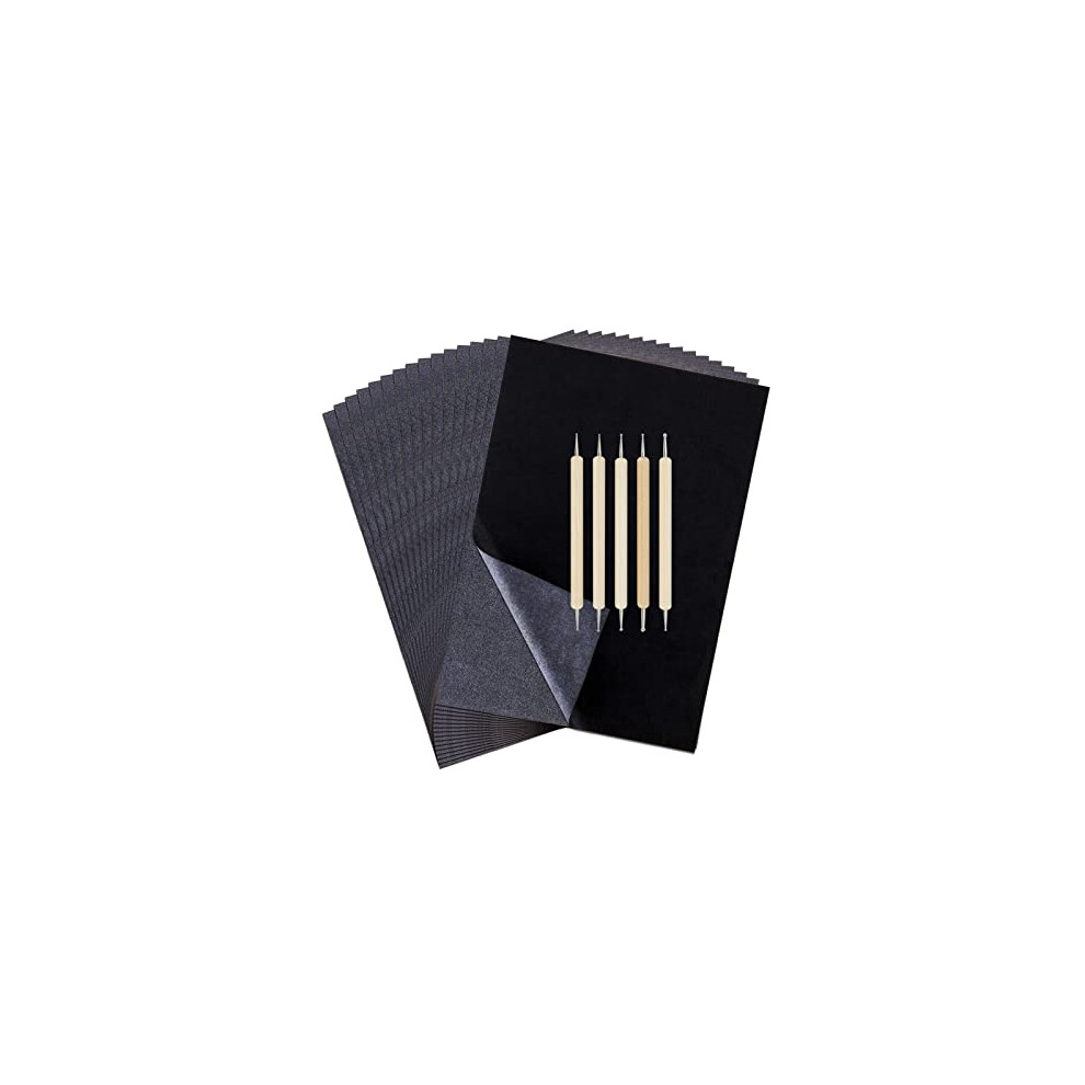 200 Sheets Transfer Tracing Paper Carbon Graphite Paper and 5 Pcs Embossing Styluses Stylus Dotting Tools for Paper  Metal  Glass  Carving  DIY Wood B