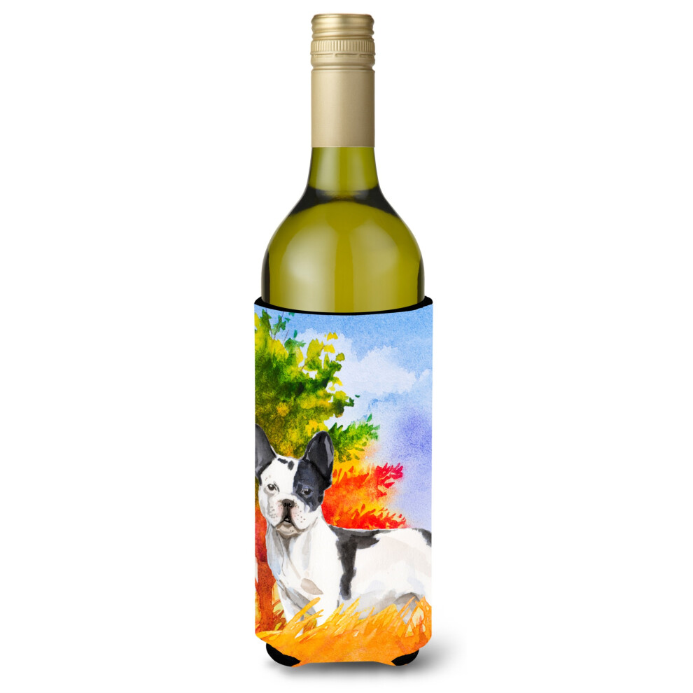 ""Caroline's Treasures CK1956LITERK Herfst Franse Bulldog Wijnfles Hugger Koude Drankkoelers 750 Ml Multicolor""-image