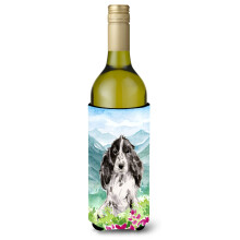 Caroline's Treasures Mountain Flowers Black Parti Cocker Spaniel Weinflasche Hugger Cold-Beverage-Koozies 750 ml Mehrfarbig