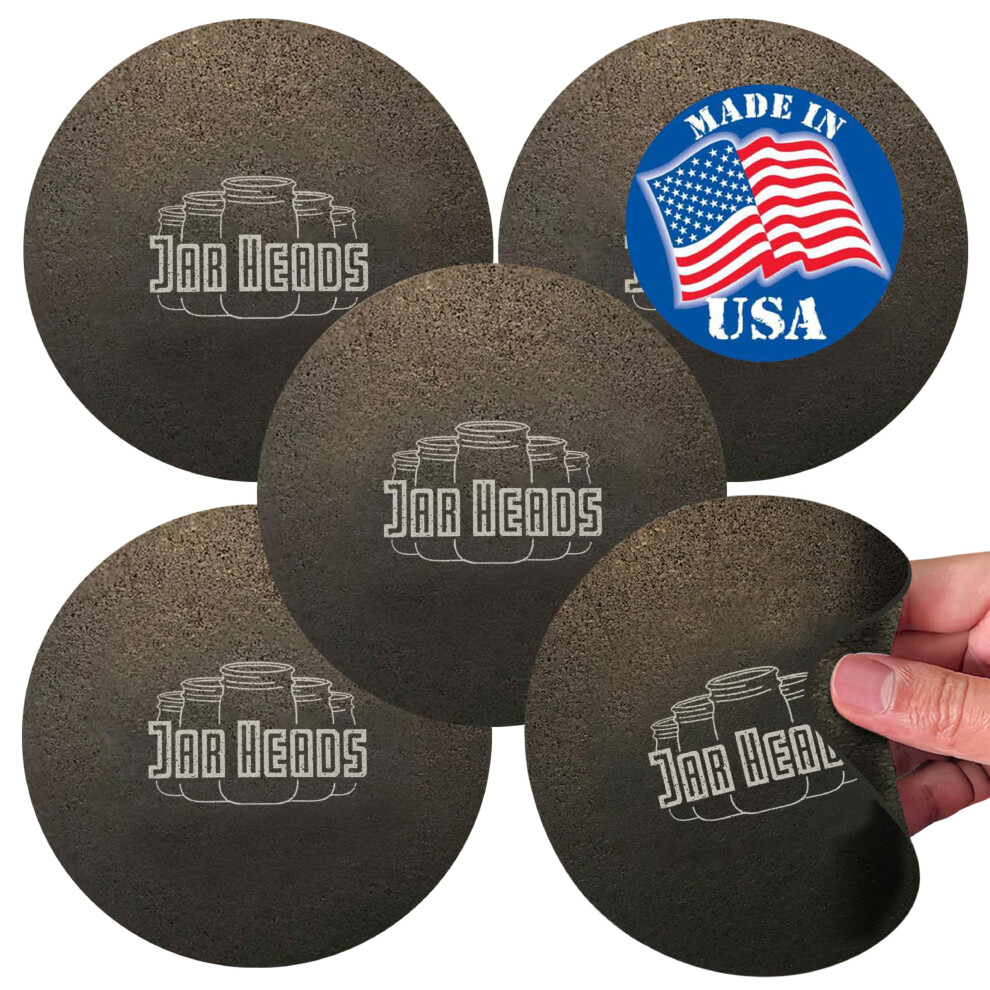 Jar Heads Rubber Jar Opener Gripper Pad 5 Pack - Thick 5 Inch Grippers For Opening Jars Made In The Usa - Jar Opener For Weak Hands & Seniors With Art