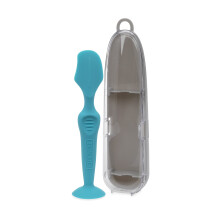 Escova de Creme para Fraldas Dr. Talbot's - Aplicador com Base de Sucção e Estojo Higiénico - Tamanho Completo - Azul Aqua