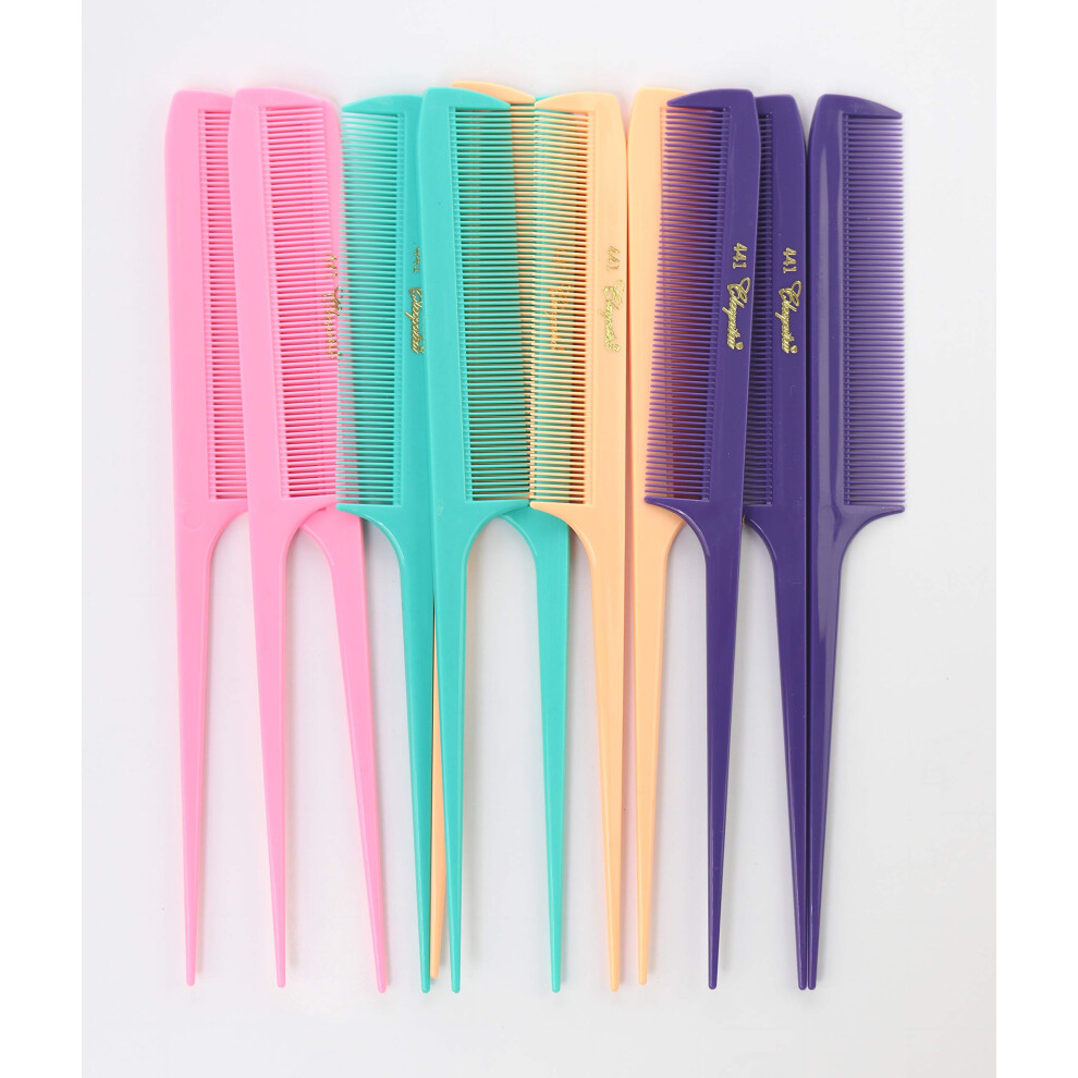 Krest Unisex Cleopatra 8-1/2 Inch Rattail Combs Extra Fine Tooth.rat Tail Comb Model #441. Color Fresh Mix. 1 Dozen