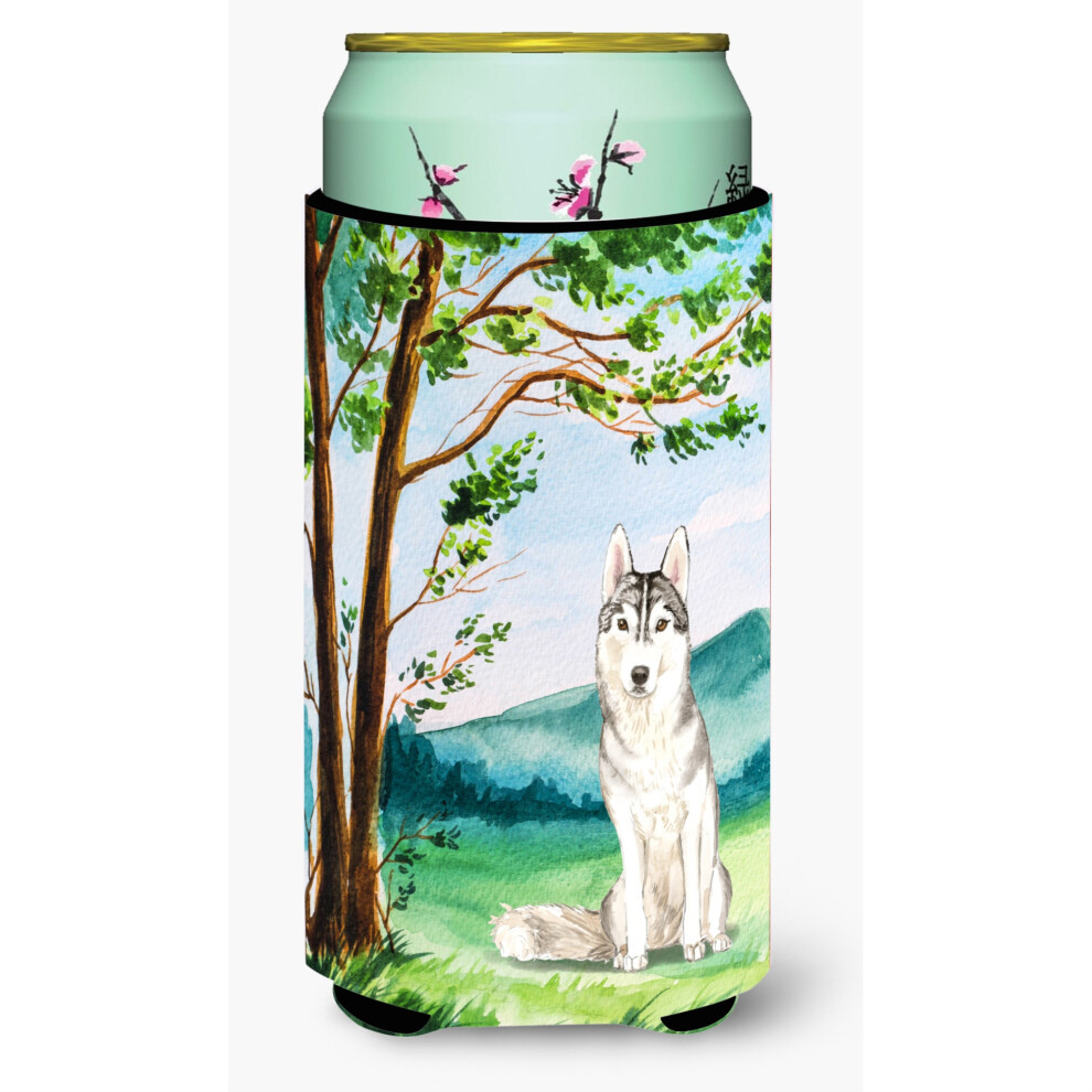 ""Tesoros De Caroline CK2555TBC Bajo El Rbol Siberian Husky Tall Boy Hugger, Hieleras Para Bebidas Fr As, Multicolor""""-image