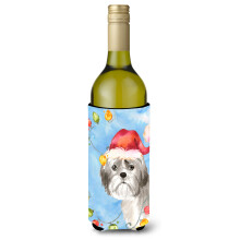 Caroline's Treasures CK2494LITERK Christmas Shih Tzu Puppy Cut Weinflasche Hugger Cold-Beverage-Koozies 750 ml Mehrfarbig
