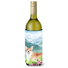 """"Caroline's Treasures CK1981LITERK Mountian Flowers Corgi Wine Bottle Hugger cold-beverage-koozies 750 ml Multicolor""""
