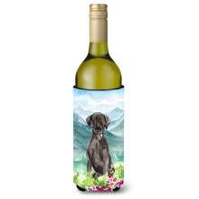 Caroline's Treasures CK1992LITERK Mountian Flowers Black Lab Weinflasche Hugger Cold-Beverage-Koozies 750 ml Mehrfarbig