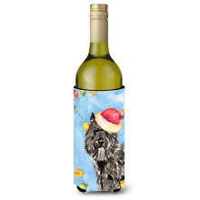 """"Caroline's Treasures CK2470LITERK Christmas Bouvier des Flandres Wine Bottle Hugger cold-beverage-koozies 750 ml Multicolor""""