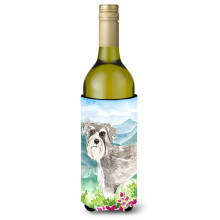 Caroline's Treasures CK2524LITERK Mountain Flowers Schnauzer #1 Weinflasche Hugger Cold-Beverage-Koozies 750 ml Mehrfarbig