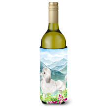 Caroline's Treasures CK1964LITERK Mountian Flowers White Poodle Weinflasche Hugger Cold-Beverage-Koozies 750 ml Mehrfarbig