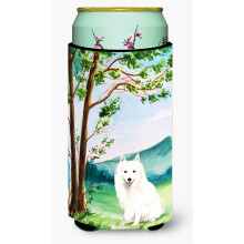 """"Caroline's Treasures CK2569TBC Under the Tree Japanse Spitz Tall Boy Hugger koude drank-koozies Veelkleurig""""