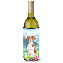 Caroline's Treasures Mountain Flowers Brittany Spaniel Weinflasche Hugger Cold-Beverage-Koozies 750 ml Mehrfarbig
