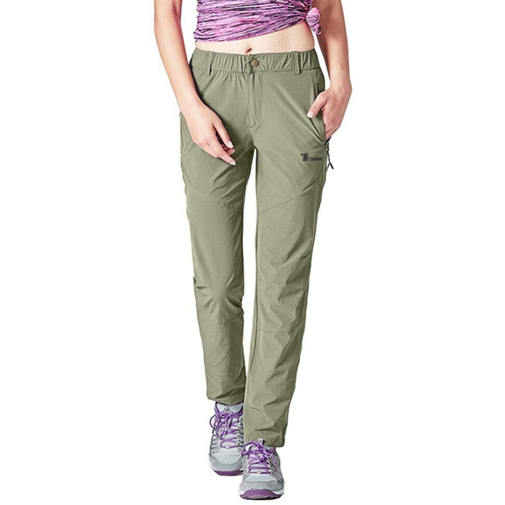 Rdruko Pantalon de randonn   e l   ger et r   sistant     l'eau pour femme, avec poches, id   al pour la p   che et les voyages, taille L (vert)