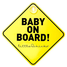 Adesivo per auto ""Little Chicks Baby on Board"" - Resistente alle intemperie. Adesivo di sicurezza per bambini con ventose - Colore giallo brillan