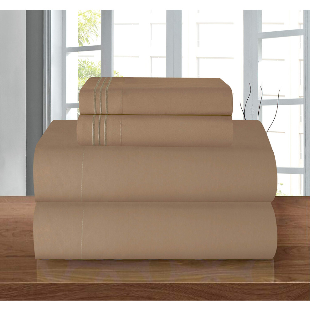 Elegant Comfort Luxury 1500 Premium Hotel Quality Microfiber 4-Piece Sheet Set - Wrinkle Resistant All Around Elastic Fitted Sheet Deep Pocket Up To