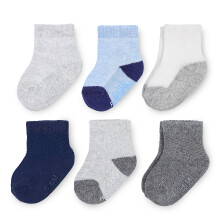 Fruit of the Loom Baby 6er-Pack Allwetter-Socken in Rundhalsl  nge, Mesh & Thermo-Stretch     Unisex, M  dchen und Jungen (0   6 Monate, Blau)