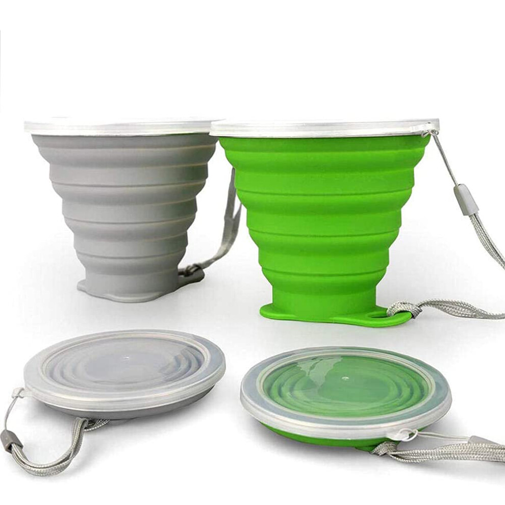 Jber Siliconen Opvouwbare Reisbeker Siliconen Opvouwbare Kampeerbeker Met Deksels Uitbreidbare Drinkbekerset Bpa-Vrij Herbruikbaar Draagbaar Gegraduee-image