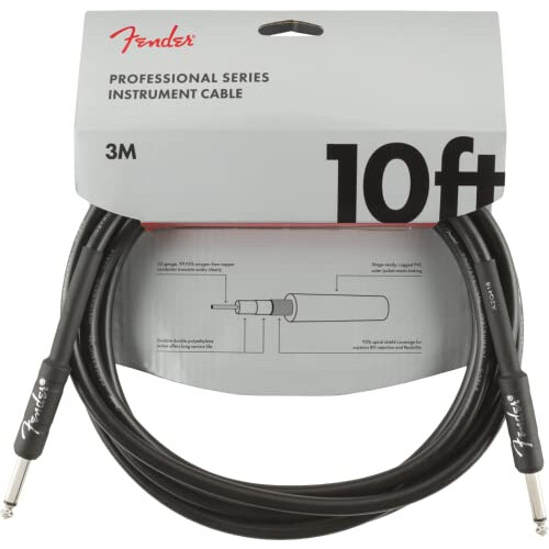 Fender Professional Series Instrument Cable  Straight/Angle  Black  10ft