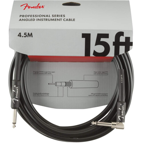 Fender Professional Series Instrument Cable  Straight/Angle  Black  15ft 1