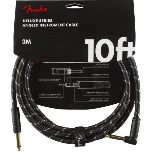 Fender Deluxe Series Instrument cable  StraightAngle  Black Tweed  10ft