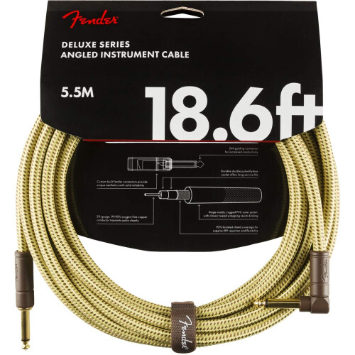 Fender Deluxe Series Instrument cable  StraightAngle  Tweed  186ft